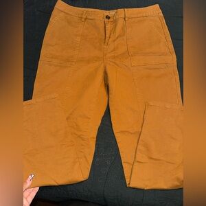 Garnet Hill Pants Womens 10 Brown Tapered Mid Rise Organic Cotton